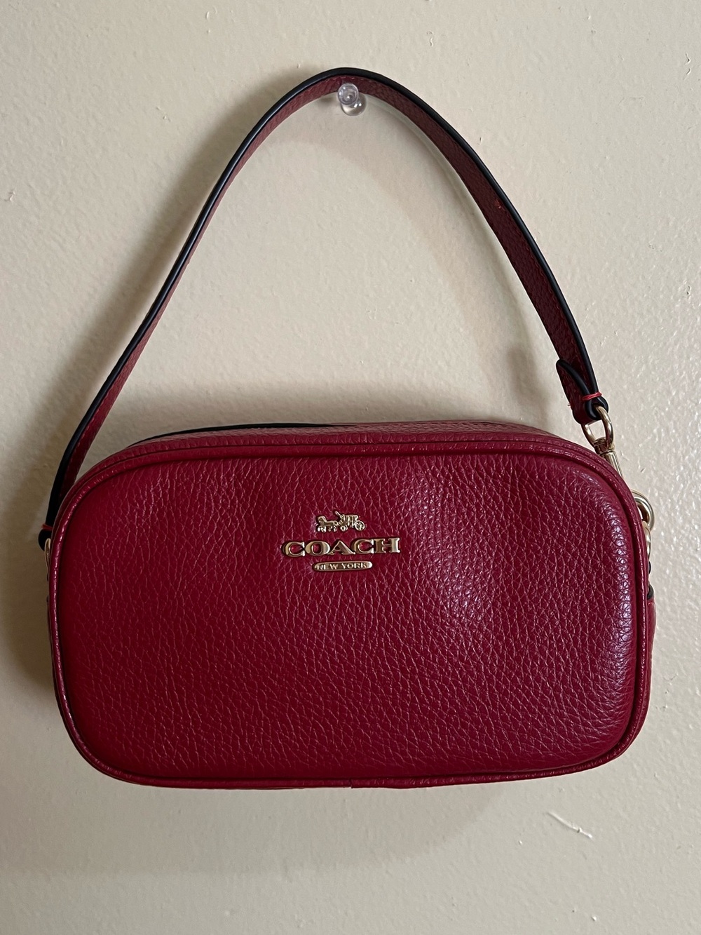 COACH Red Pebbled Leather Jamie Wristlet